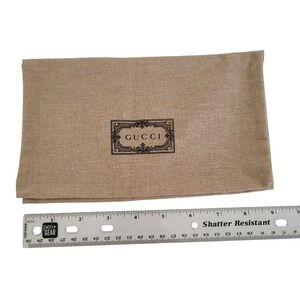 Gucci Tan Cotton Blend Small Dust Bag Logo Protective Storage Pouch 9x5.5
